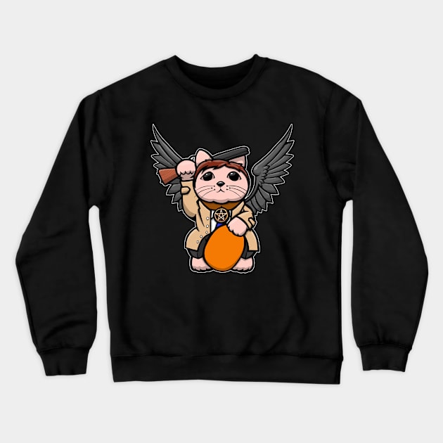 supernatural lucky cat Crewneck Sweatshirt by yayzus